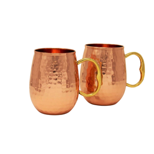 Venta al por mayor de tazas Moscow Mule de cobre puro con acabado martillado antiguo y asa de latón macizo para cerveza, cócteles y regalos de bar. - Product Image 4