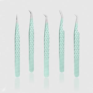 Pince à épiler pour extensions de cils, 5 pièces, 90 degrés, volume, poignée diamant, anti-magnétique, maintien solide, acier inoxydable, pointe fine - Product Image 5