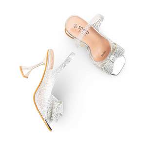 Sandale à talon fantaisie argentée pour Use-FN6103 de mariée - Product Image 1