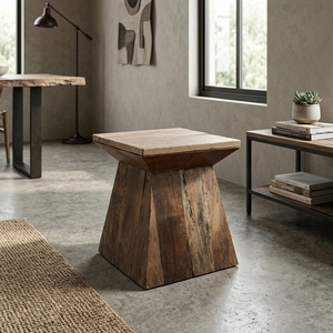 Tabouret et pouf décoratifs en bois recyclé pour chambre à coucher, salon, hôtel, appartement, villa, patio, meubles élégants et écologiques - Product Image 6