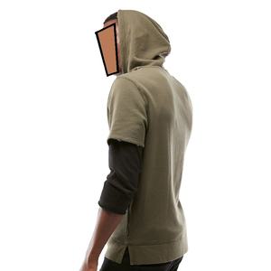 Sudadera con capucha térmica de manga corta de gran tamaño bordada impresa personalizada sudaderas con capucha transpirables para hombre - Product Image 3