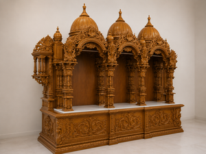 Templo Tradicional de Madera Sagwan Guru Ji para el Hogar, Templo de Madera de Teca Marrón para el Hogar, Templo Sagwan Indio a Precio de Mayoreo - Product Image 5