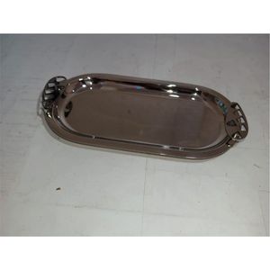 Bandeja de Servicio de Acero Inoxidable con Acabado Espejo Premium - Plato de Metal Oblongo para Café con Asas Decorativas para Hotel y Restaurante - Product Image 2