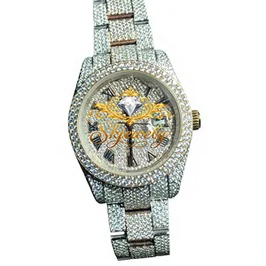 Skjewely – montre-bracelet de luxe en cristal pour femmes, cadran rond en acier inoxydable, mouvement à Quartz analogique, 41mm, bijoux à la mode - Product Image 1