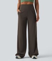 Pantalon de yoga taille haute pour femme, effet ventre plat, coupe ample, à rayures color block, avec poches pour studio de danse et empiècements contrastants