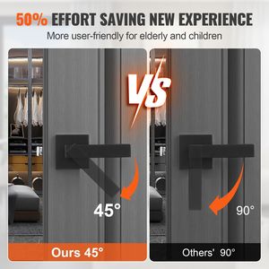 Maniglia per Porta Passante Nera Opaca, 1 Pezzo, Reversibile con Rotazione a 45 Gradi, per Utenti Mancinoli e Destrorientati, Senza Blocco - Product Image 5