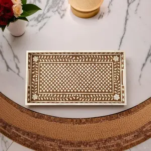Plateau de service en bois avec incrustations d'os pour table et décoration pour l'Aïd et le Ramadan avec la meilleure qualité - Product Image 1
