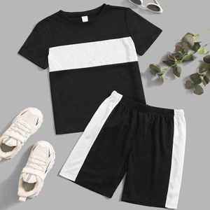 NURJENNA INDUSTRIES Conjunto de 2 piezas de camiseta y pantalón corto de algodón para hombre, transpirable, de tejido de punto sin costuras, color liso, ideal para verano - Product Image 3