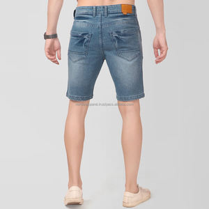 Nardon Apparel personalizado 100% algodón pantalones cortos de mezclilla hombres verano ODM recto Jeans cordón lavable media cintura tejido sólido - Product Image 2