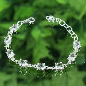 Pulsera de Topacio Azul Natural Hecha a Mano, Plata de Ley 925, Joyería con Piedras Preciosas, Regalo para Mujer, Diseño Elegante y Ajustable - Product Image 4