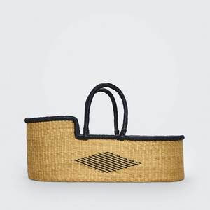 Eco friendly seagrass changing <b>basket</b> matching rattan changing kid <b>basket</b> with <b>yellow</b> carry handles for infant rooms supply - Product Image 4