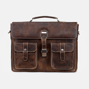 Nouveau design vintage, sac messager en cuir véritable pour homme, vente chaude, avec chaînes, accepte le logo et la couleur personnalisés - Product Image 1