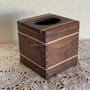 Elegante caja de madera de nogal con tejido cuadrado de madera de bambú para decoración de mesa restaurante doméstico de la India - Product Image 1