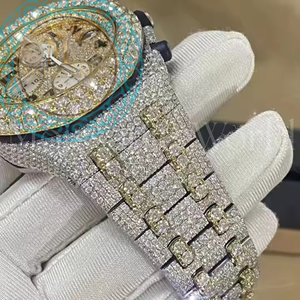 Montre de luxe de haute qualité en quartz avec diamants Moissanite VVS pour homme, style Hip Hop, en acier inoxydable plaqué argent glacé, idéale pour les soirées - Product Image 6