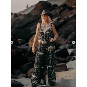 Combinaison bohème sans manches pour femmes, imprimé léopard, taille haute, coupe ample, respirante, vêtements de plage printemps-été - Product Image 2