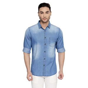 Chemise en jean surdimensionnée pour homme, nouvelle collection, grande taille, respirante, imprimé automne, prix abordables, marque privée - Product Image 1