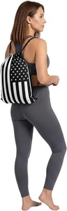 Custom USA Flag Drawstring Gym Bag Lightweight Water Resistant Polyester Sack pack Patriotic Fourth Of July Sports Backpack Bulk - Product Image 2