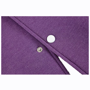 <b>Men's</b> Purple <b>White</b> Varsity <b>Jacket</b> Preppy Style Breathable Reflective Printing 220g Polyester Cotton Regular Fit Stand Collar - Product Image 4