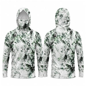 Long Sleeve Breathable Fishing Shirt with <b>Hoodie</b> and Face Mask UPF 50 <b>UV</b> <b>Protection</b> Quick Dry Outdoor Sportswear for Men Women - Product Image 1