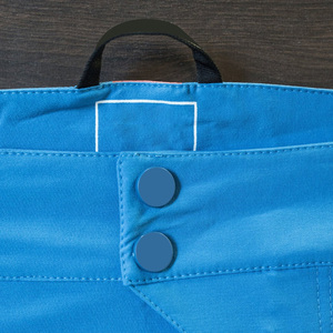 Shorts de cyclisme bleus pour femmes, taille haute, fermeture boutonnée, séchage rapide, coupe sportive, en Spandex et Nylon tricoté, vêtements de sport - Product Image 4