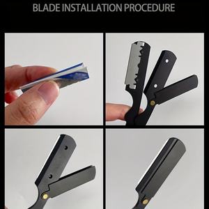 Wood Handle Straight <b>Razor</b> Stainless Steel Blade Single Blade For Face Shaving Smooth & Comfortable Professional - Product Image 3