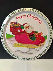 Assiette en papier décorative de Noël, motif dessin animé Père Noël et traîneau, jetable, ronde, pour les fêtes - Product Image 3