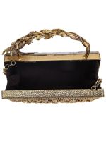 Pochette de soirée artisanale en métal gravée de motifs floraux, avec poignée en feuille d'or, idéale pour les mariages et les fêtes, best-seller mondial