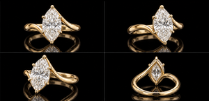 Anillo de Moissanita con Corte Marquise de 4.00 Ct, Oro de 14K, Joyería de Compromiso y Boda para Mujer - Product Image 6