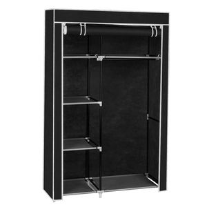 Armadio Portatile Pieghevole da 64 Pollici, Organizzatore in Tessuto Nero con Ripiani per Scarpe e Borse - Product Image 4