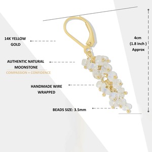 Natural Moonstone 925 Sterling Silver Gold Plated Handcrafted Wedding <b>Drop</b> Earrings for Women - Product Image 3