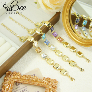 Pulsera de Cristal Colorida de Moda, Chapada en Oro de 14k, Cristal de Colores Hecho a Mano, Pulsera de Cadena Personalizada para Mujer - Product Image 4