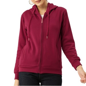 Best Edition Women's Winter Hoodie Front <b>Zipper</b> Closure Embroidery 100% Cotton Fleece OEM ODM Service Acceptable Drawstring Hood - Product Image 6