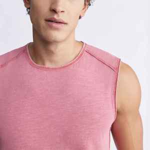 Débardeur rose sans manches pour homme, col rond, tricoté, couleur unie, style décontracté - Product Image 5
