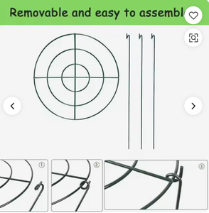 Dark Green Metal Plant <b>Support</b> Ring Garden Flower Stake Cage Removable Peony <b>Tomato</b> Grow Frame Outdoor Holder Stand - Product Image 4