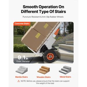 Carrello Elettrico Saliscale con Capacità di 200 kg, Manico Pieghevole in Corda Rinforzata da 400 cm, Carrello Elettrico per Trasporto Pesante - Product Image 5