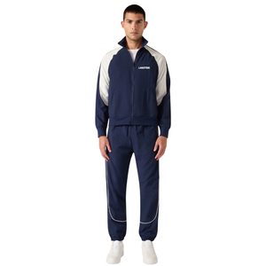 Men Full <b>Zip</b> Stand Collar Plus Size Winter Tracksuit <b>Trousers</b> Contrast Panel Casual Streetwear Custom Two Piece Outfit Set - Product Image 2
