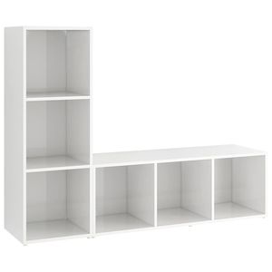 2 pezzi armadi TV in legno ingegnerizzato bianco lucido 42.1 "x 13.8" x 14.6 "per soggiorno - Product Image 2