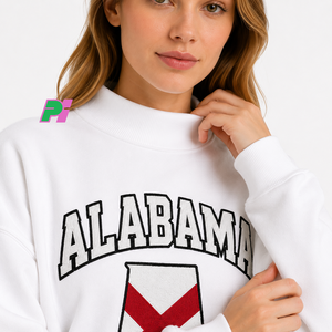 Sudadera personalizada con cuello simulado y letras con apliques de ALABAMA, mapa del estado, forro polar grueso, sudadera extragrande con cuello simulado para mujer - Product Image 6