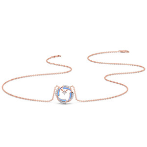 Sky Halo Diamond Necklace with Sculpted Rose Gold Circular <b>Frame</b> and <b>Floating</b> Floral Center Design - Product Image 3