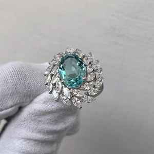 แหวนบลูแซฟไฟร์ทรงกลมสองวง แหวนหมั้นแต่งงานวินเทจ ของขวัญสำหรับเธอ เงินแท้ 925 - Product Image 5