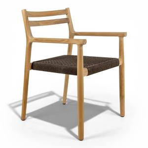Silla de Comedor Moderna Escandinava de Madera de Teca Sólida con Asiento de Cuerda Tejida a Mano, Sillón para Jardín, Patio, Interior, Muebles de Restaurante - Product Image 2