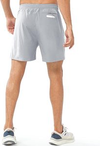 Shorts de sport gris clair pour homme, avec cordon de serrage, décontractés, pour l'entraînement et la gym, avec poches latérales - Product Image 4