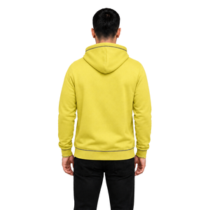 Sweat-shirt à capuche pour homme, jaune uni, streetwear décontracté, logo sur le devant, en molleton tricoté respirant, 300g, vêtements d'hiver - Product Image 2