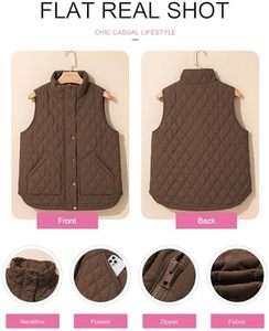 Chaleco Acolchado Marrón Oscuro para Mujer, Cuello Alto, Cierre Completo, Sin Mangas, Ropa Casual de Invierno, Relleno de Poliéster, OEM - Product Image 6