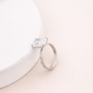 Anillo Solitario de Diamante Cultivado en Laboratorio con Corte Radiante, Banda Trenzada, Oro Blanco/Rosa/Amarillo de 14K, Chapado en Rodio Vintage |   Personalizado de Alta Calidad - Product Image 2