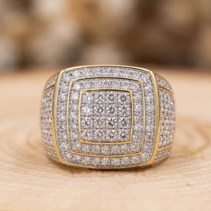 Cut Moissanite Halo Square Pave Cluster Engagement <b>Ring</b> <b>Iced</b> Style Rhodium Plated 925 Sterling Silver Hip Hop Jewelry - Product Image 1