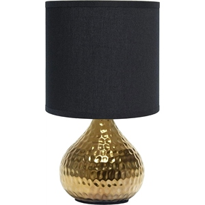 New design Hammered Gold <b>Table</b> Lamp Luxury Black Fabric Shade Elegant Metal <b>Bedside</b> Light Nightstand Bedroom Hotel Decor Accent - Product Image 1
