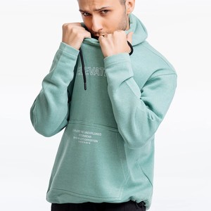 Sweat-shirt à capuche vert menthe pour homme, coupe classique, décontracté, couleur unie, avec poches, en molleton tricoté surdimensionné pour l'automne - Product Image 5
