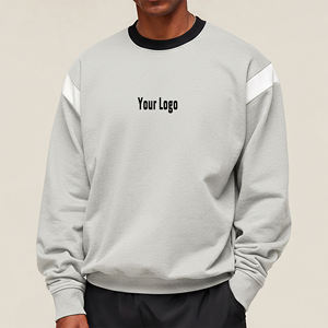 Sweat-shirt à col rond en molleton 100% coton, surdimensionné, avec fermeture éclair, panneaux cousus, broderie personnalisée du logo, idéal pour l'hiver, avec appliqué - Product Image 4