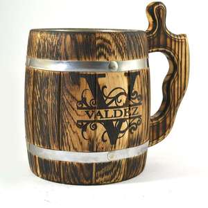 Chopes à bière en bois personnalisées avec logo, fabriquées à la main, articles promotionnels pour restaurants, bars et brasseries, boissons chaudes, plusieurs tailles - Product Image 6